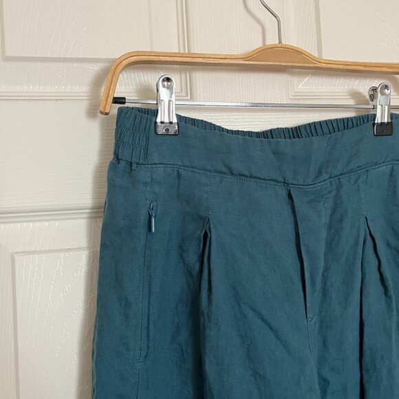 Athleta Playa Wide Leg Linen Pants - Teal - Picture 3 of 7